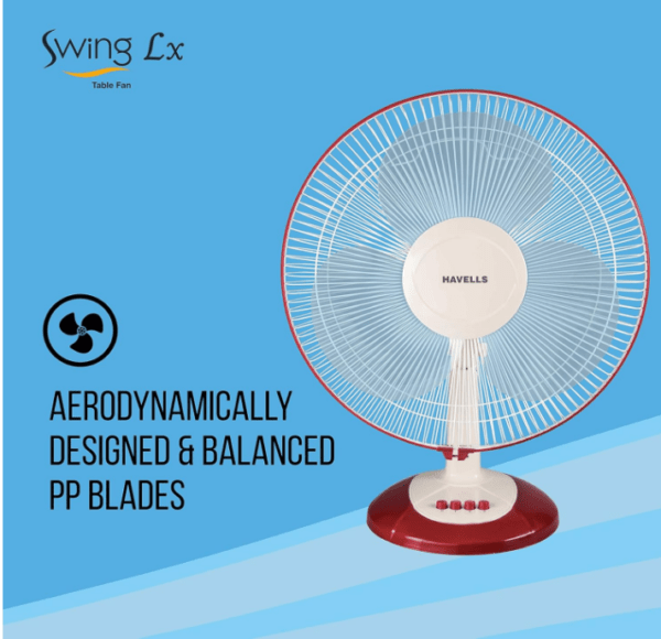 Havells Swing Lx Table Fan 400mm Cherry - Image 4