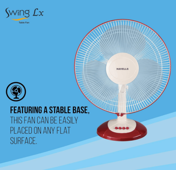 Havells Swing Lx Table Fan 400mm Cherry - Image 3