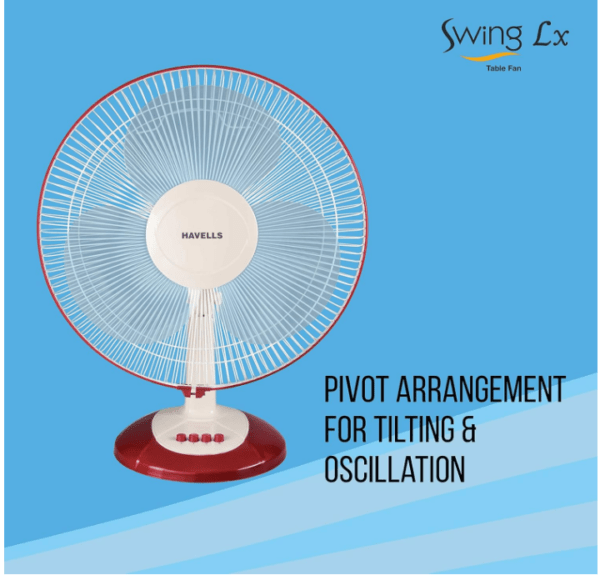 Havells Swing Lx Table Fan 400mm Cherry - Image 2