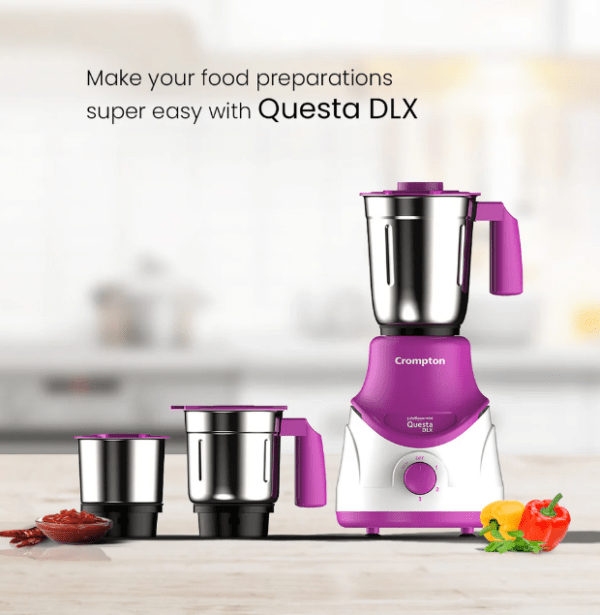 Crompton Questa Dlx 500W, Mixer Grinder, 3 Stainless Steel Jars - Image 5