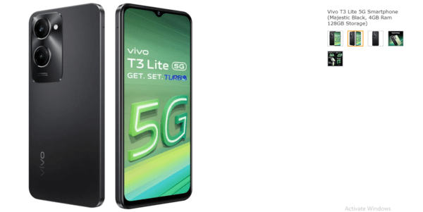 Vivo T3 Lite 5G Smartphone (Majestic Black, 4GB Ram 128GB Storage) - Image 2