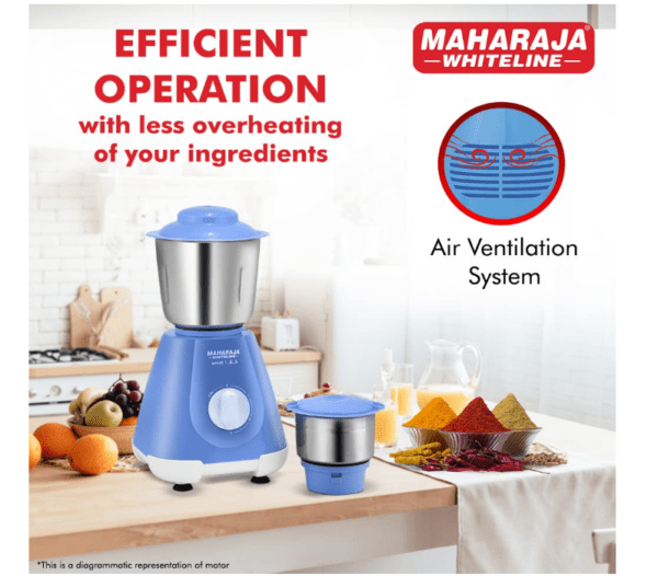 Maharaja Whiteline Smart Mixer Grinder | 500-watt | 20000 RPM Motor Speed | Air Ventilation System | Stainless-Steel Jars & Blades | Unique Jar Flow Breakers | - Image 4