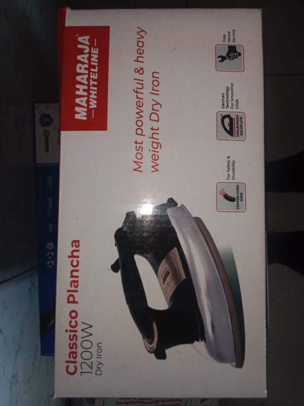 Maharaja Whiteline Classico Plancha 1200 Watt Dry Iron | Non-Stick Soleplate | Heavy Body | Temprature Control | Ergonomic handle (Black) - Image 7
