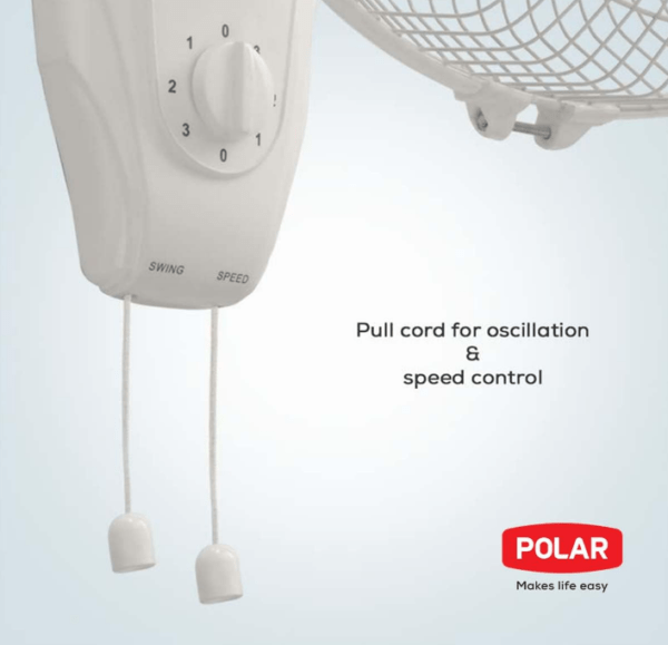 POLAR Annexer 400mm Wall Mounted Fan - Blue | Button Control 55 Watt Oscillating Electric Plastic ON/OFF & 3 speed rotary switch | For Kitchen, Living Room, Home Office, Dining Room - Image 4