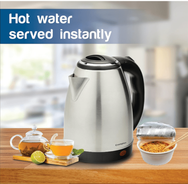 Crompton Insta Delite 1.8L SS Electric Kettle with 1500W power | Stainless steel body | Soft grip handle | LED indicator | 360-degree swivel base | Auto shut-off | Dry Boil Protection - Image 4