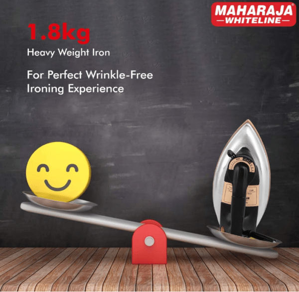 Maharaja Whiteline Classico Plancha 1200 Watt Dry Iron | Non-Stick Soleplate | Heavy Body | Temprature Control | Ergonomic handle (Black) - Image 3