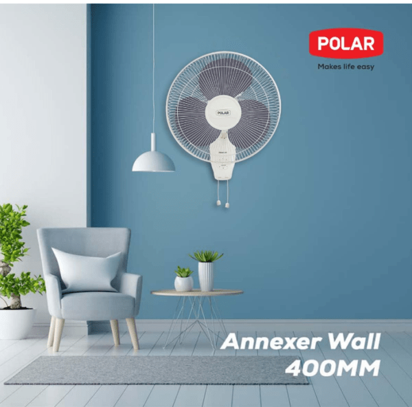 POLAR Annexer 400mm Wall Mounted Fan - Blue | Button Control 55 Watt Oscillating Electric Plastic ON/OFF & 3 speed rotary switch | For Kitchen, Living Room, Home Office, Dining Room - Image 3