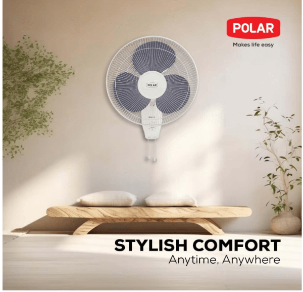 POLAR Annexer 400mm Wall Mounted Fan - Blue | Button Control 55 Watt Oscillating Electric Plastic ON/OFF & 3 speed rotary switch | For Kitchen, Living Room, Home Office, Dining Room - Image 2